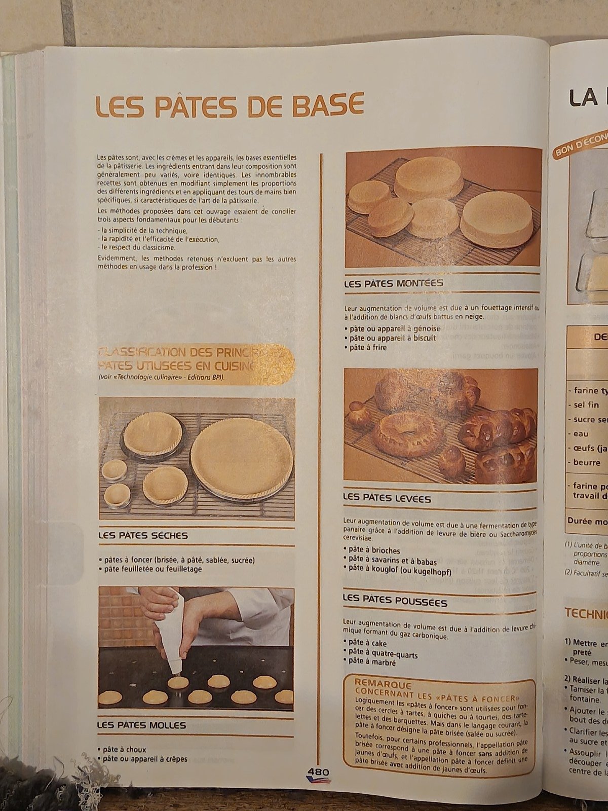 Sommaire original du livre — Les pâtes de base